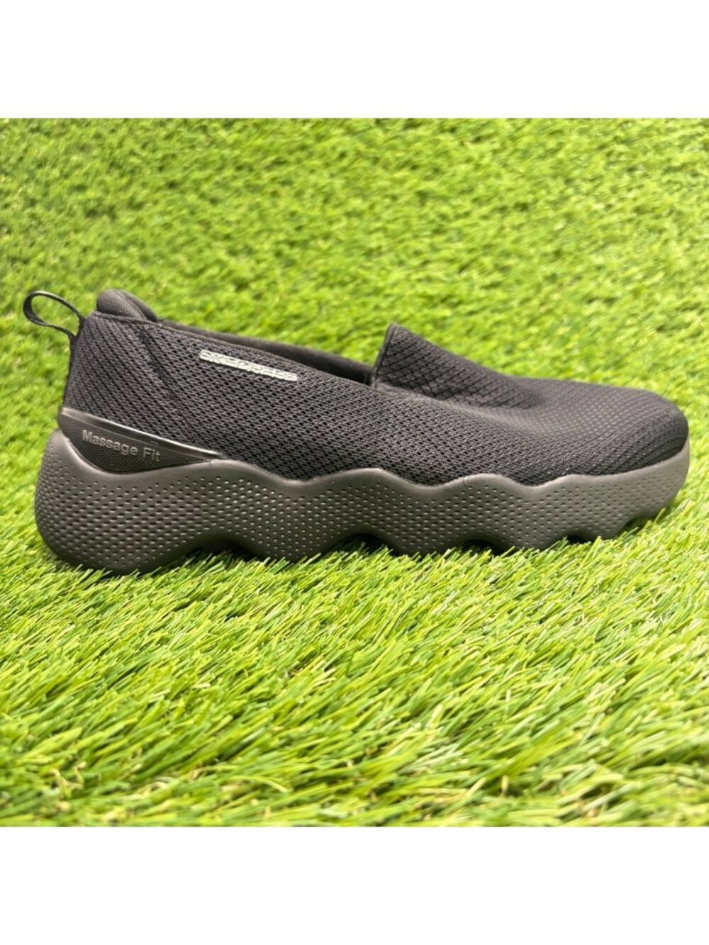 Skechers Go Walk Massage Fit Seascape Women Size 6.5 Black Walking Slip On Shoes